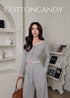 Casual Lace Detail Long Sleeves Blouse With Straight Cut Jogger Pant Sets